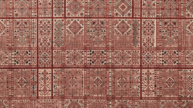 Indian pattern geometric blockprint fabric texture with blockprint geometric traditional seamless festival background