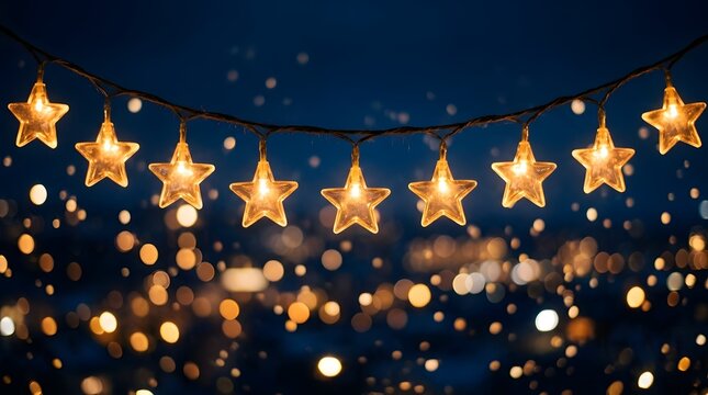 Festive star string lights warm glow for holiday decorations and event ambiance