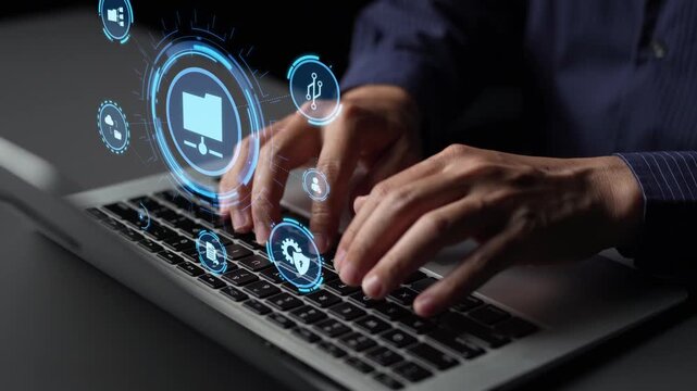 Concept of managing online folders with digital file organization, cloud storage, and secure sharing. Online folders improve workflow, online folders ensure access control. Funnel