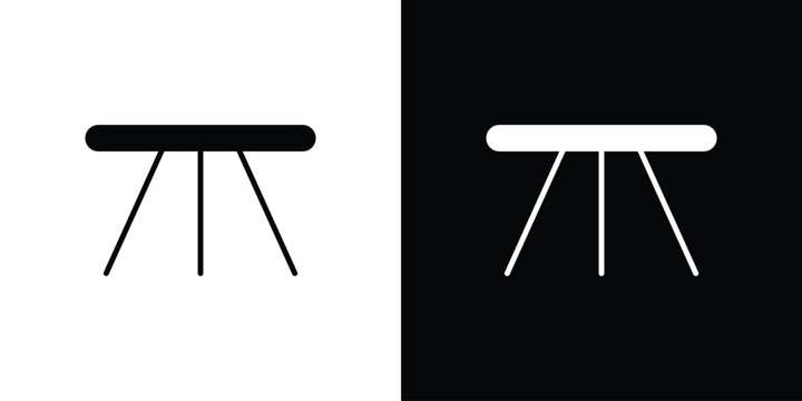 Three legged stool icon line pictogram set