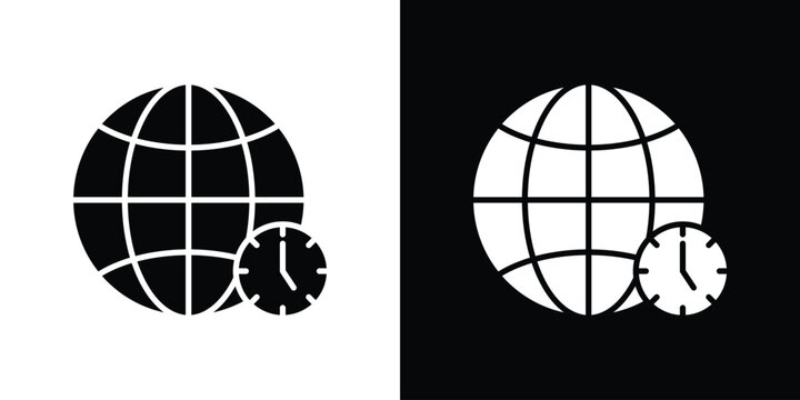 Time zones icon line pictogram set
