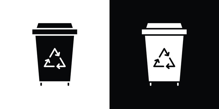 Trash compactor icon line pictogram set