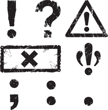 Grunge brush punctuation symbols with distressed texture during a bold graphic design concept