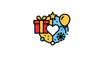 Naklejka premium Colorful Gift Box with Embellishments.