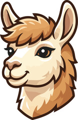 Fototapeta premium Cartoon Llama Portrait with Expressive Features and Detailed Fur Illustration.