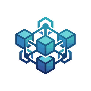 Abstract Blockchain Network Cube Connection Logo