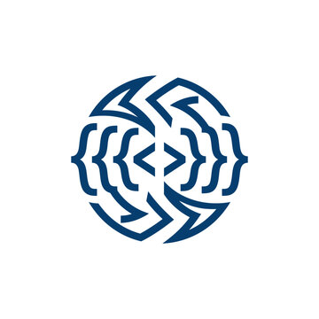 Abstract Coding Logo Symbol with Curly Brackets and Arrows