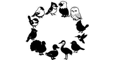 North American Birds Cartoon Vector Set with 12 Cute Wildlife Characters Isolated on White Background for Kids Education Nature Collection © MdAbdus