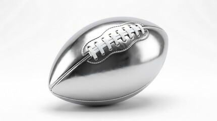 Shiny Metallic Silver American Football 3D Illustration