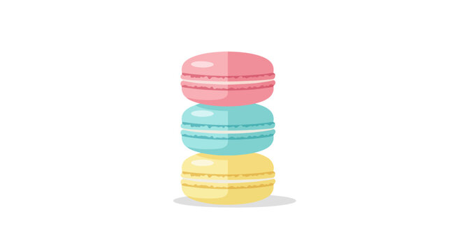 Colorful macarons stacked together sweetly.