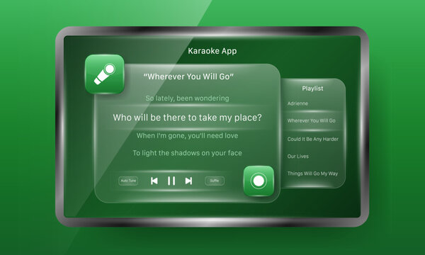 Karaoke music application screen user interface design template