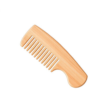 Wooden hair comb isolated on black background
