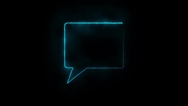 Speech bubble icon continuous line neon 4K animation video looping on black background
