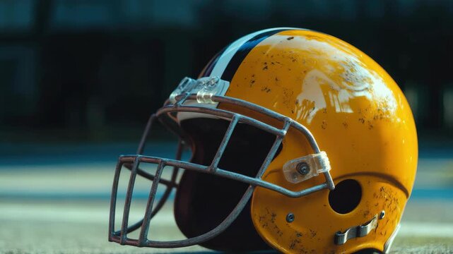 Helmet of a football player