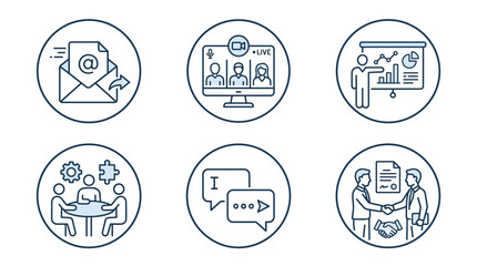 Fototapeta premium Business professionals communicate effectively using technology and email icons
