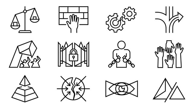 Abstract Icons Representing Social Justice, Freedom, and Equality Concepts