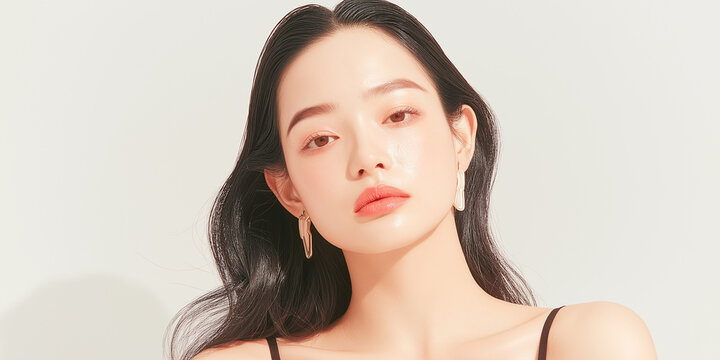 美容, 女性, スキンケア, 化粧品, ビューティー, 若い女性, 美肌, 日本人, アジア人, フェイシャル, メイク, 美容液, 保湿, クリーム, エイジングケア, 美容医療, エステ, 美容クリニック, 肌ケア, ナチュラルメイク, 透明感, ツヤ肌, モデル, 笑顔, ポートレート, クローズアップ, リラックス, 癒し, 健康的, 美白, コラーゲン, ヒアルロン酸, アンチエイジング