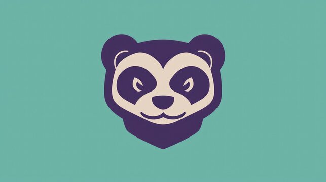 Cute panda head graphic design on teal background. Use Stock photo for social media, children's books, or websites