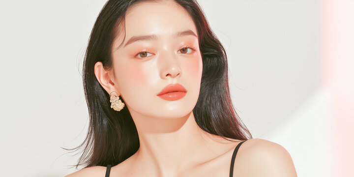 美容, 女性, スキンケア, 化粧品, ビューティー, 若い女性, 美肌, 日本人, アジア人, フェイシャル, メイク, 美容液, 保湿, クリーム, エイジングケア, 美容医療, エステ, 美容クリニック, 肌ケア, ナチュラルメイク, 透明感, ツヤ肌, モデル, 笑顔, ポートレート, クローズアップ, リラックス, 癒し, 健康的, 美白, コラーゲン, ヒアルロン酸, アンチエイジング