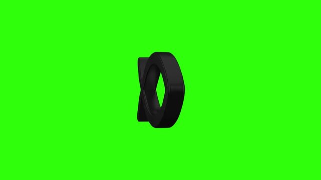 Detailed 3D model of a black Christian Ichthys fish symbol, isolated on a bright green screen chroma key background. Ideal for religious documentaries, Christian faith promos, biblical study video ove