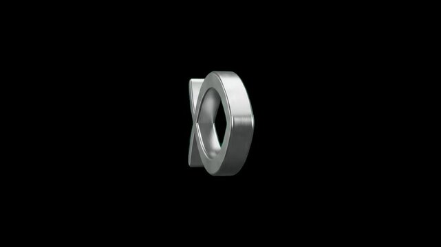 3D model of a metallic silver Christian Ichthys fish symbol rotating isolated over a dark black background. Ideal for religious videos, Christian ministry promos, church broadcasts, spiritual graphic 