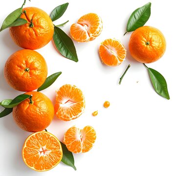 Freshly sliced mandarin oranges with mint leaves.