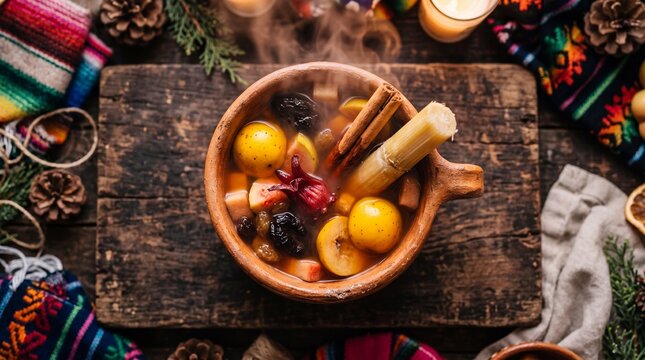 Traditional Mexican Ponche Navideno Warm Fruit Punch for Las Posadas