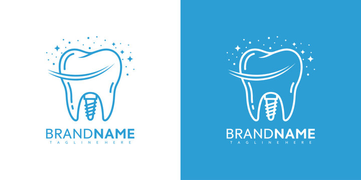 Dental logo template with tooth icon.
