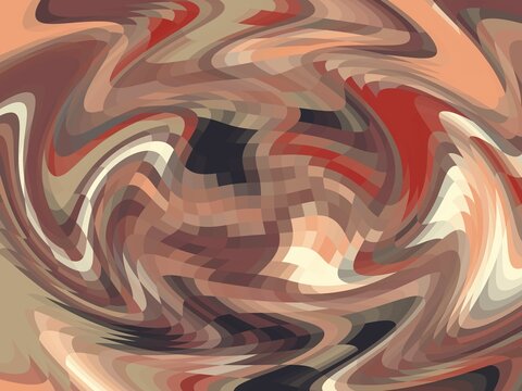 A brown, red, black, and beige swirly pixelated wallpaper background texture