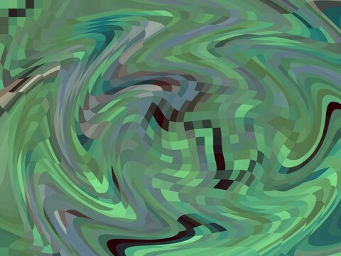A green, grey, and black swirly pixelated wallpaper background texture