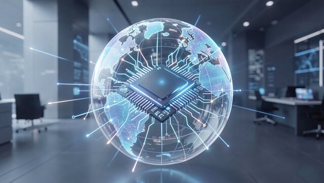 Global AI chip inside connected business sphere