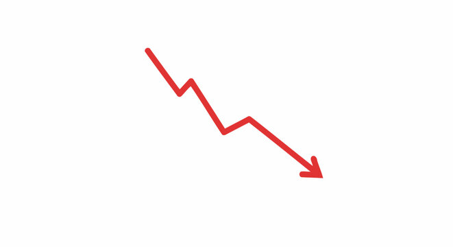 Red arrow trending downward graph.