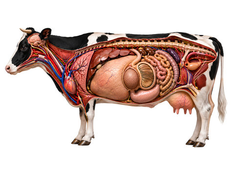 Detailed Cow Anatomy Illustration for Science and Veterinary Education