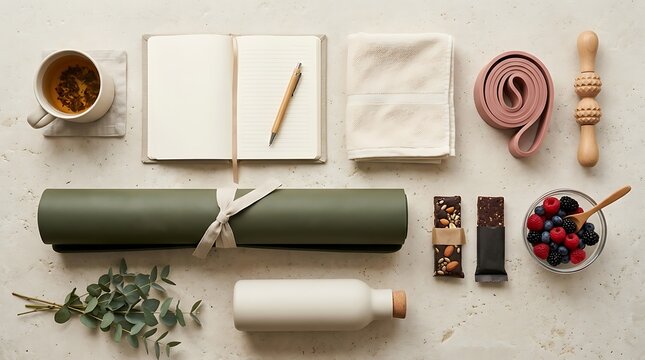 Variety of eco-friendly items arranged on a table for sustainable living