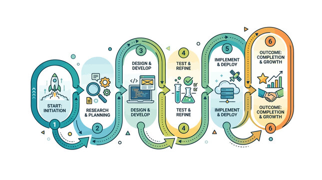 Business Project Management Process Flowchart Infographic
