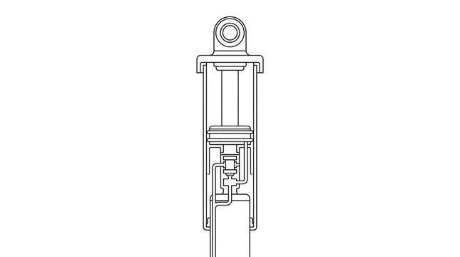 Mechanical shock absorber cross section technical line art illustration