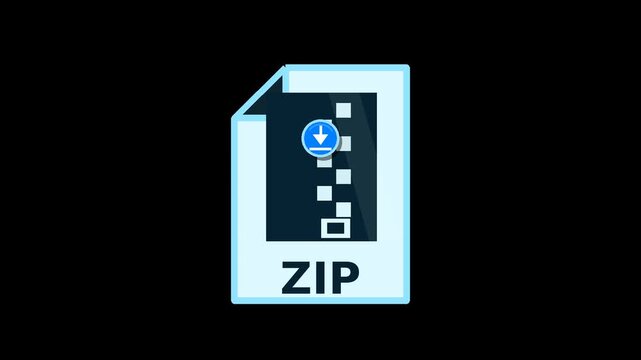 ZIP File Format Icon with Download Button Animation