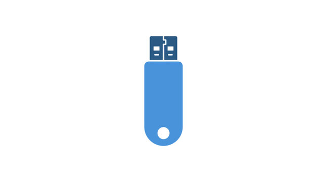 Blue USB flash drive device.