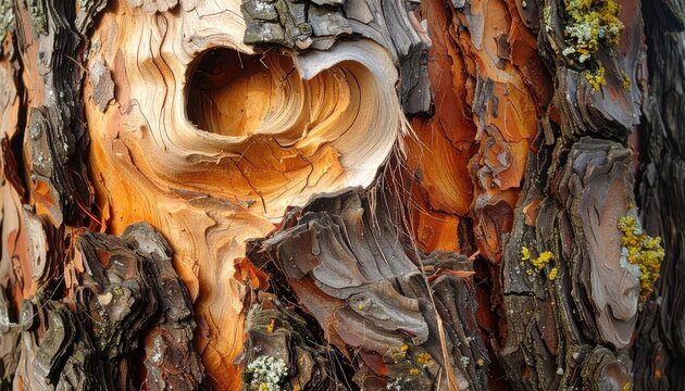 Closeup of Tree Bark with Textural Details and Natural Colors