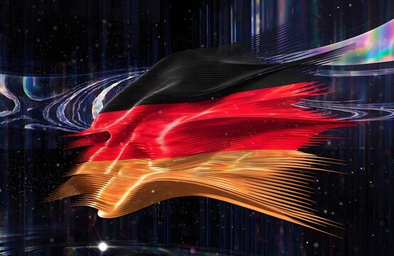 Digital motion flag with vibrant colors.