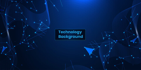 Abstract Blue Digital Network Technology Background with Glowing Connection Lines and Futuristic Wave Design © AbdulMarufDs