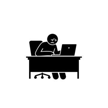 Persona con estr&eacute;s laboral frente al escritorio
