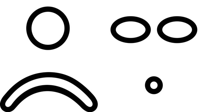 Dog eyes and face expression in minimalist line art style