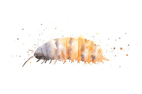 Watercolor illustration of a single woodlouse
