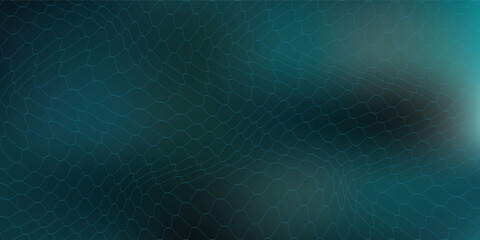 Abstract dark teal gradient background with digital distorted mesh net © Yunuz