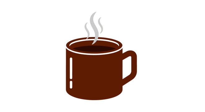 Steaming hot brown coffee mug.