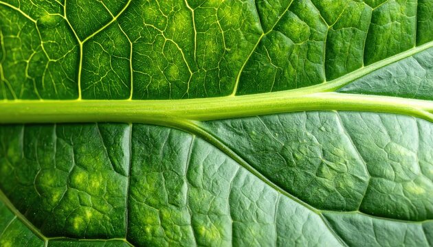 Closeup of Fresh Green Leaf with Detailed Veins and Texture
