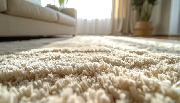 Closeup of Soft Plush Carpet in Living Room