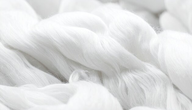 Closeup of Soft White Cotton Fibers for Textile and Fabric Design