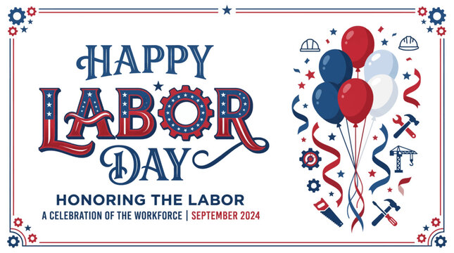 Vibrant celebration graphic honoring workforce achievements with graphic celebrating _ USA  National Labor Day 2026